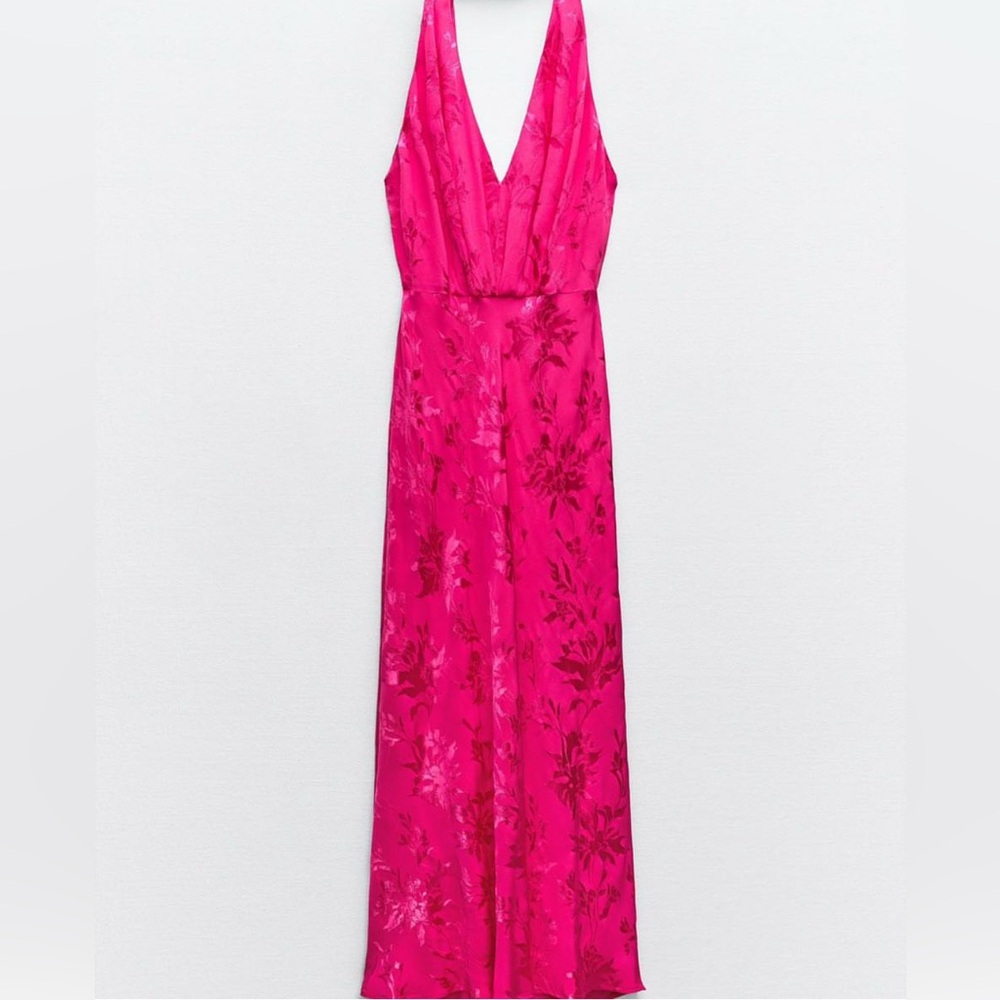 NWT ZARA JACQUARD MIDI DRESS BOW, Medium